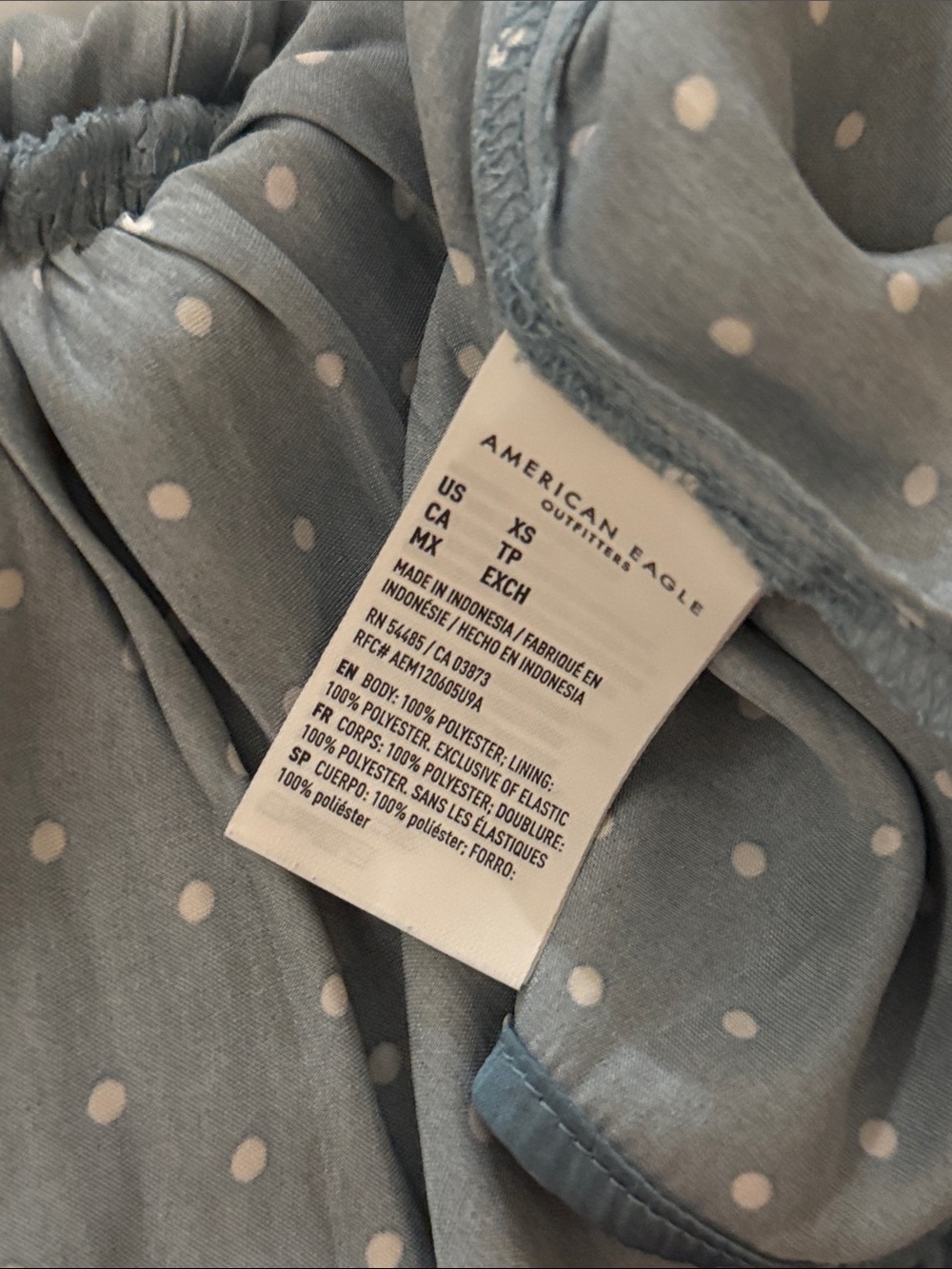 American Eagle Outfitters Blue Polka Dot Smocked Tank Top - Picture 7 of 8